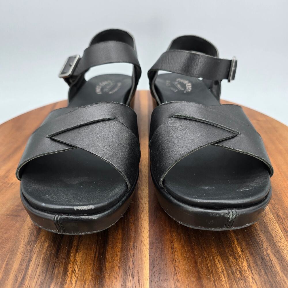 Kork-Ease Black Leather Crisscross Slingback Sandals - Picture 2 of 9